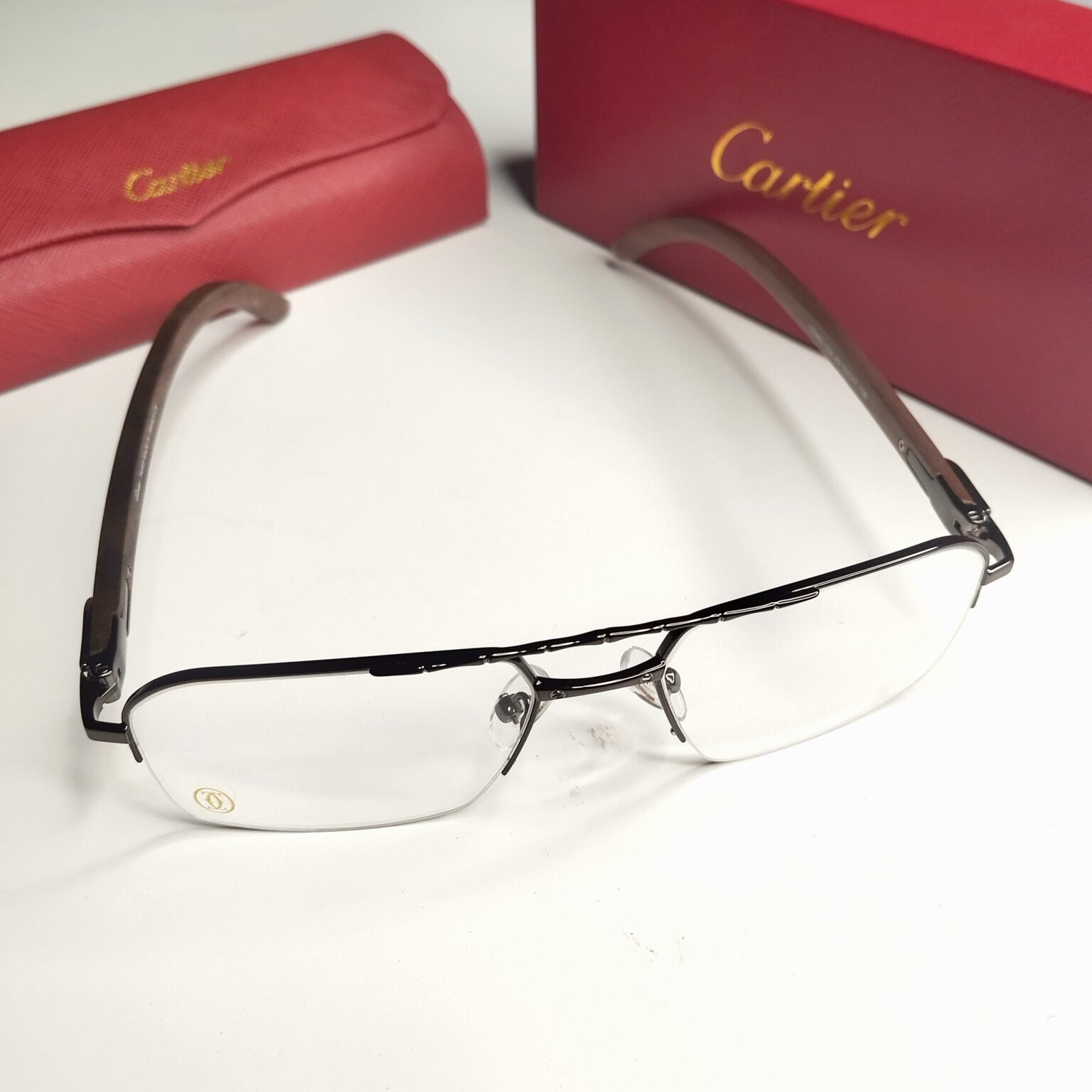 Cartier Wooden Half Frame EyeGlasses Dubble Bridge Side Spring Design ...